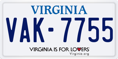 VA license plate VAK7755