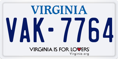 VA license plate VAK7764
