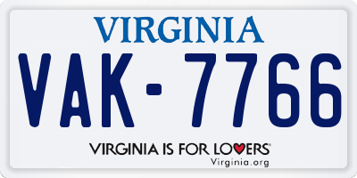 VA license plate VAK7766