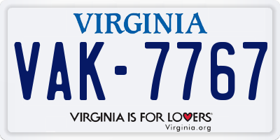 VA license plate VAK7767