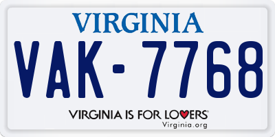 VA license plate VAK7768