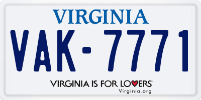VA license plate VAK7771