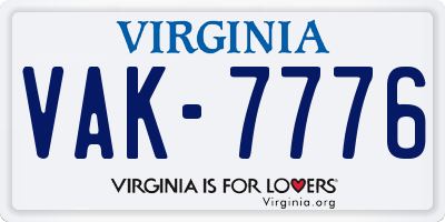 VA license plate VAK7776