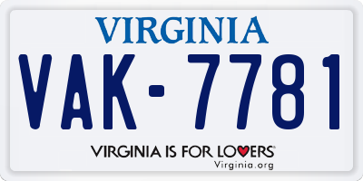 VA license plate VAK7781