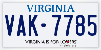 VA license plate VAK7785