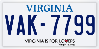 VA license plate VAK7799
