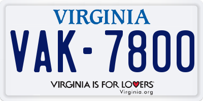 VA license plate VAK7800