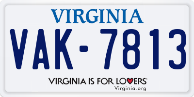 VA license plate VAK7813