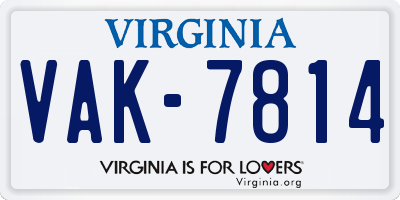 VA license plate VAK7814