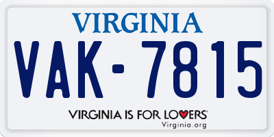 VA license plate VAK7815
