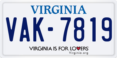 VA license plate VAK7819