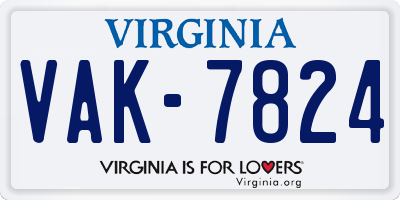 VA license plate VAK7824