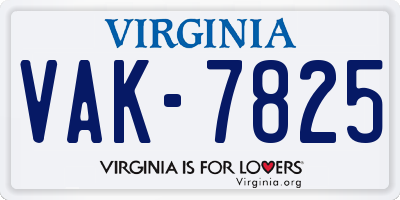 VA license plate VAK7825