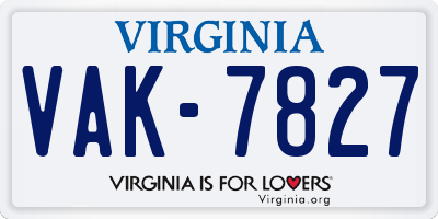VA license plate VAK7827