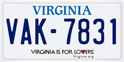 VA license plate VAK7831
