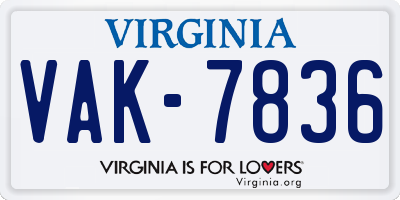 VA license plate VAK7836