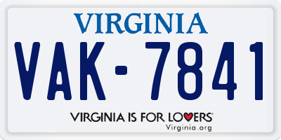 VA license plate VAK7841