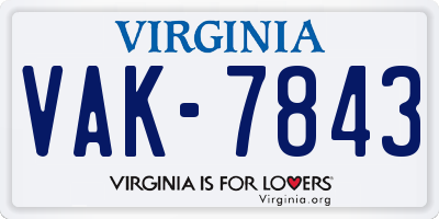 VA license plate VAK7843