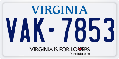 VA license plate VAK7853