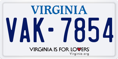 VA license plate VAK7854