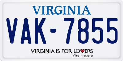 VA license plate VAK7855