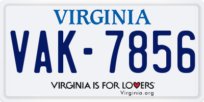 VA license plate VAK7856