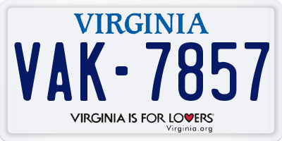 VA license plate VAK7857