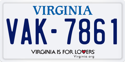 VA license plate VAK7861