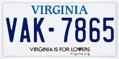VA license plate VAK7865