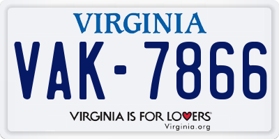 VA license plate VAK7866