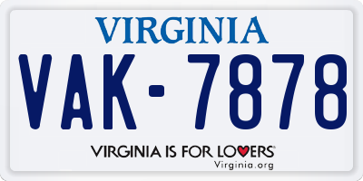 VA license plate VAK7878