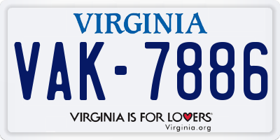 VA license plate VAK7886