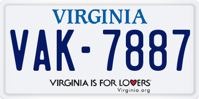 VA license plate VAK7887