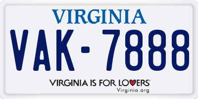 VA license plate VAK7888