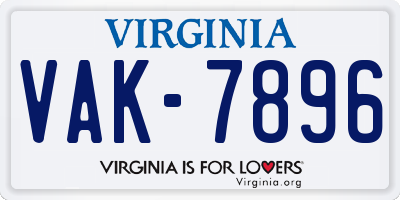 VA license plate VAK7896