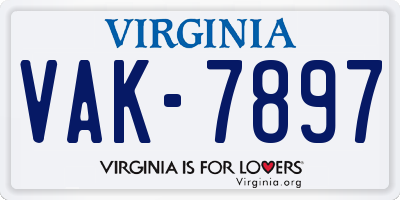 VA license plate VAK7897