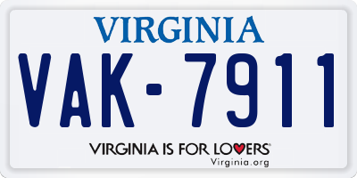 VA license plate VAK7911
