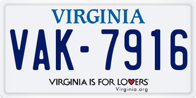 VA license plate VAK7916