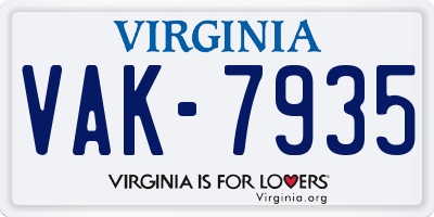 VA license plate VAK7935