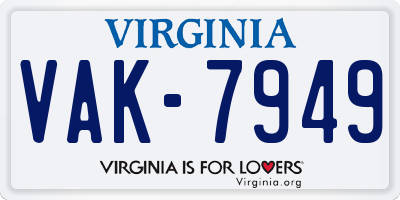 VA license plate VAK7949