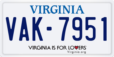 VA license plate VAK7951