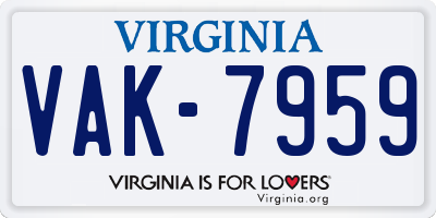 VA license plate VAK7959