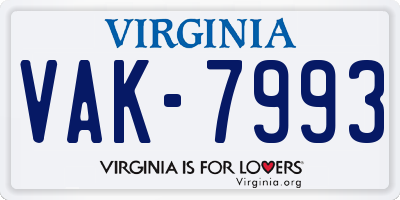 VA license plate VAK7993