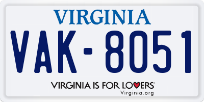 VA license plate VAK8051