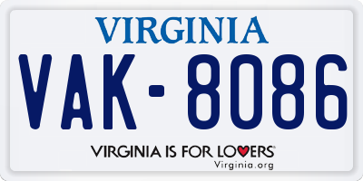 VA license plate VAK8086