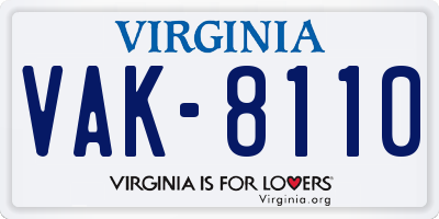 VA license plate VAK8110