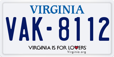 VA license plate VAK8112