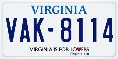 VA license plate VAK8114