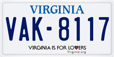 VA license plate VAK8117