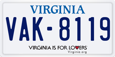 VA license plate VAK8119